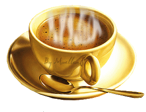 A steaming cup of coffee